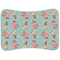 Retro Dog Floral Pattern Blue Velour Seat Head Rest Cushion