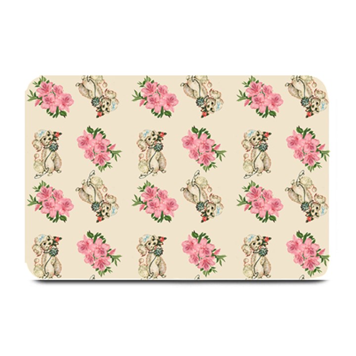 Retro Dog Floral Pattern Ecru Plate Mats