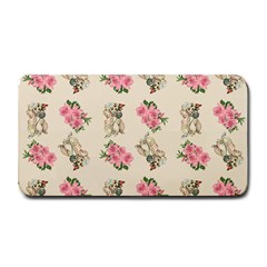 Retro Dog Floral Pattern Ecru Medium Bar Mats by snowwhitegirl