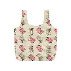 Retro Dog Floral Pattern Ecru Full Print Recycle Bag (s) by snowwhitegirl