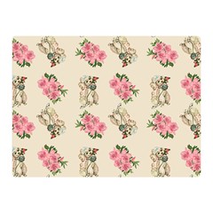 Retro Dog Floral Pattern Ecru Double Sided Flano Blanket (mini)  by snowwhitegirl