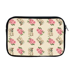 Retro Dog Floral Pattern Ecru Apple Macbook Pro 17  Zipper Case by snowwhitegirl