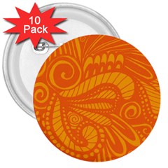 Pop Orange 3  Buttons (10 Pack)  by ArtByAmyMinori