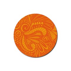 Pop Orange Rubber Round Coaster (4 Pack)  by ArtByAmyMinori