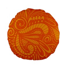 Pop Orange Standard 15  Premium Round Cushions by ArtByAmyMinori