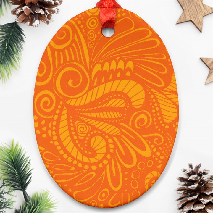 Pop Orange Oval Ornament (Two Sides)