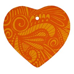 Pop Orange Heart Ornament (two Sides) by ArtByAmyMinori