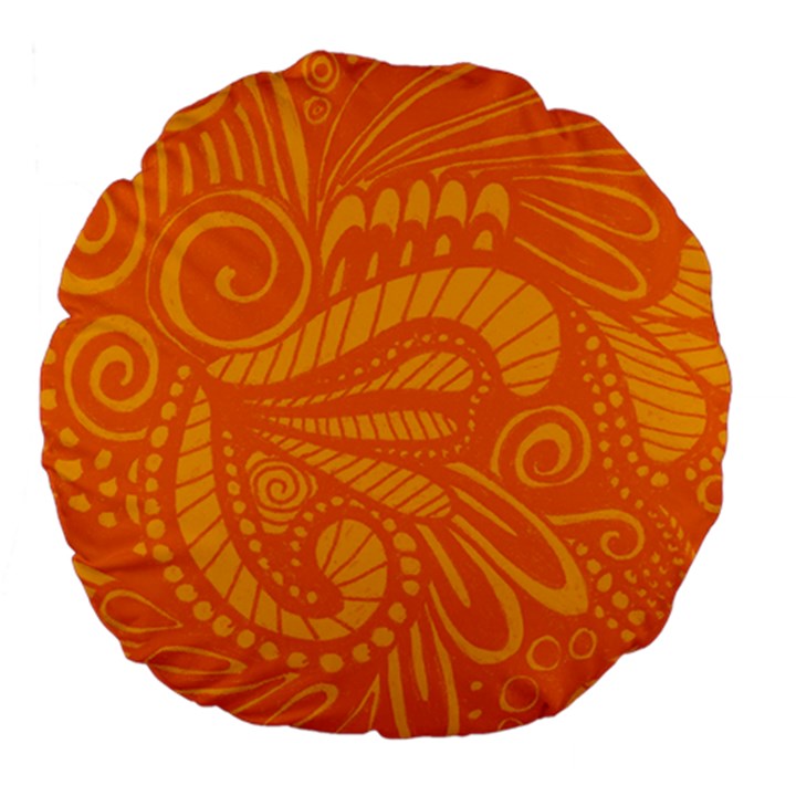 Pop Orange Large 18  Premium Flano Round Cushions