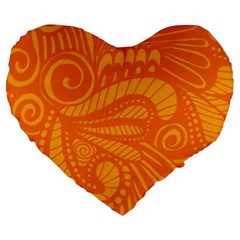 Pop Orange Large 19  Premium Flano Heart Shape Cushions