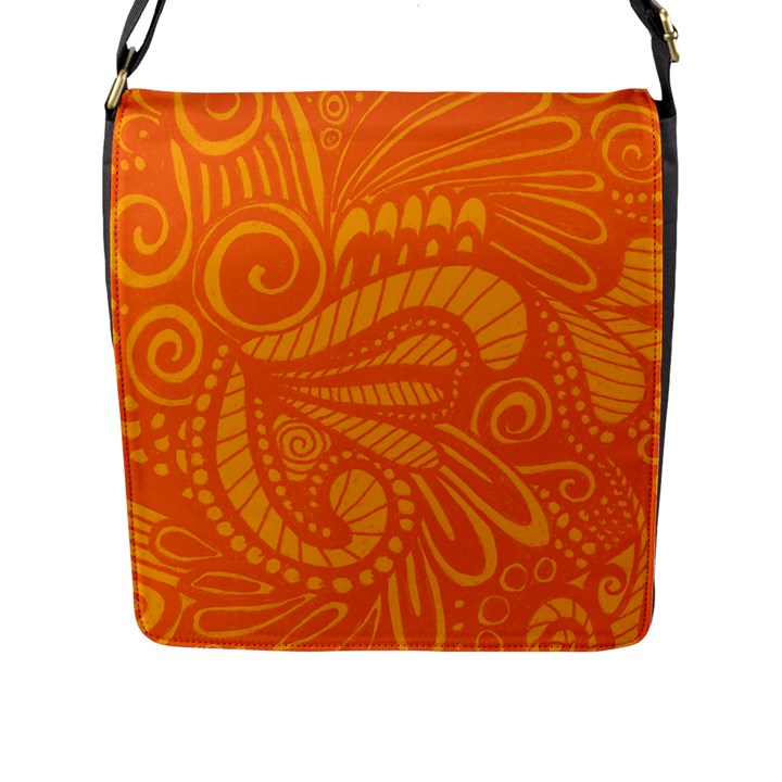 Pop Orange Flap Closure Messenger Bag (L)