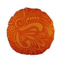 Pop Orange Standard 15  Premium Flano Round Cushions by ArtByAmyMinori