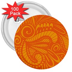 Pop Orange 3  Buttons (100 Pack)  by ArtByAmyMinori