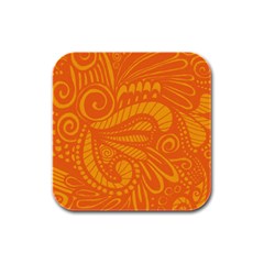 Pop Orange Rubber Square Coaster (4 Pack)  by ArtByAmyMinori