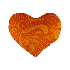 Pop Orange Standard 16  Premium Flano Heart Shape Cushions by ArtByAmyMinori