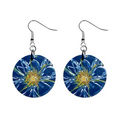 Blue Star Flower Mini Button Earrings