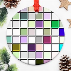 Color Tiles Abstract Mosaic Background Ornament (Round)