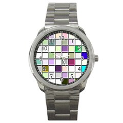 Color Tiles Abstract Mosaic Background Sport Metal Watch