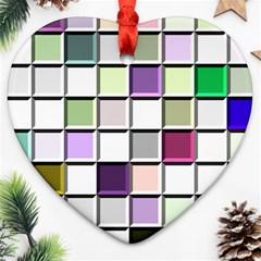 Color Tiles Abstract Mosaic Background Heart Ornament (Two Sides)