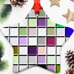 Color Tiles Abstract Mosaic Background Star Ornament (Two Sides)