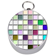 Color Tiles Abstract Mosaic Background Silver Compasses