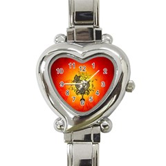 Wonderful Heart With Butterflies And Floral Elements Heart Italian Charm Watch by FantasyWorld7