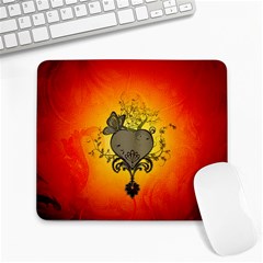 Wonderful Heart With Butterflies And Floral Elements Large Mousepads by FantasyWorld7