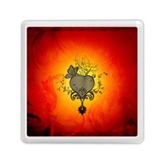 Wonderful Heart With Butterflies And Floral Elements Memory Card Reader (square) by FantasyWorld7