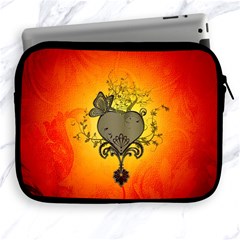 Wonderful Heart With Butterflies And Floral Elements Apple Ipad 2/3/4 Zipper Cases by FantasyWorld7