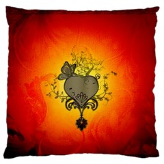 Wonderful Heart With Butterflies And Floral Elements Standard Flano Cushion Case (one Side) by FantasyWorld7