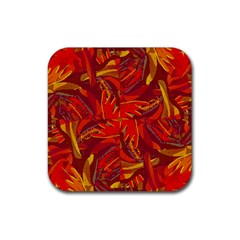 Colorful Abstract Ethnic Style Pattern Rubber Coaster (square)  by dflcprints