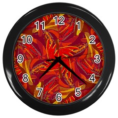 Colorful Abstract Ethnic Style Pattern Wall Clock (black) by dflcprints