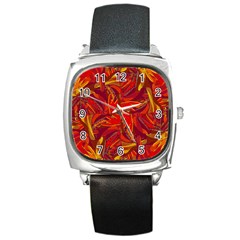 Colorful Abstract Ethnic Style Pattern Square Metal Watch by dflcprints