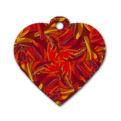 Colorful Abstract Ethnic Style Pattern Dog Tag Heart (two Sides) by dflcprints