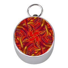 Colorful Abstract Ethnic Style Pattern Mini Silver Compasses by dflcprints