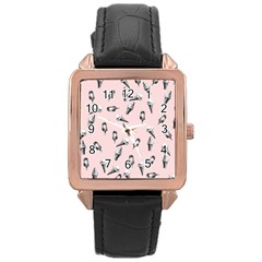 Ice Cream Pattern Rose Gold Leather Watch  by Valentinaart