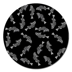 Vintage Fish Skeleton Pattern  Magnet 5  (round) by Valentinaart