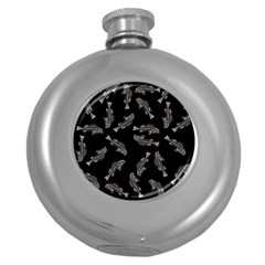 Vintage Fish Skeleton Pattern  Round Hip Flask (5 Oz) by Valentinaart