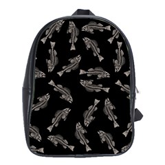 Vintage Fish Skeleton pattern  School Bag (Large)