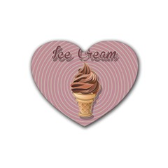 Pop Art Ice Cream Rubber Coaster (heart)  by Valentinaart