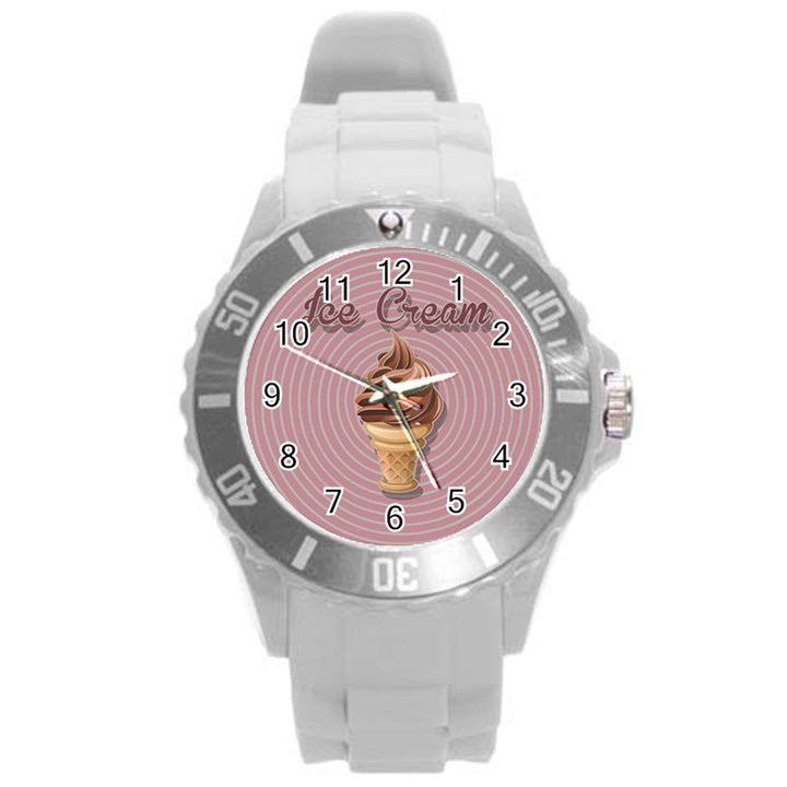 Pop Art Ice Cream Round Plastic Sport Watch (L)