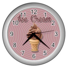 Pop Art Ice Cream Wall Clock (silver) by Valentinaart