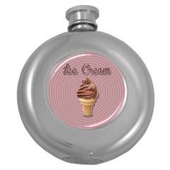 Pop Art Ice Cream Round Hip Flask (5 Oz) by Valentinaart