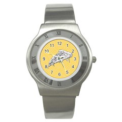 Pop Art Pizza Stainless Steel Watch by Valentinaart