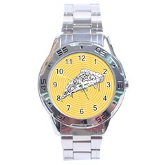 Pop Art Pizza Stainless Steel Analogue Watch by Valentinaart