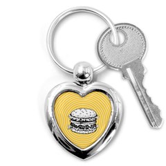 Pop Art Hamburger  Key Chains (heart)  by Valentinaart