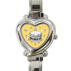 Pop Art Hamburger  Heart Italian Charm Watch by Valentinaart