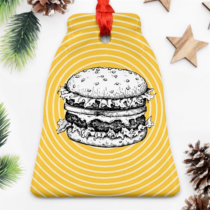 Pop art Hamburger  Bell Ornament (Two Sides)