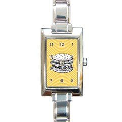 Pop Art Hamburger  Rectangle Italian Charm Watch by Valentinaart