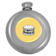 Pop Art Hamburger  Round Hip Flask (5 Oz) by Valentinaart