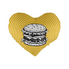 Pop Art Hamburger  Standard 16  Premium Heart Shape Cushions by Valentinaart